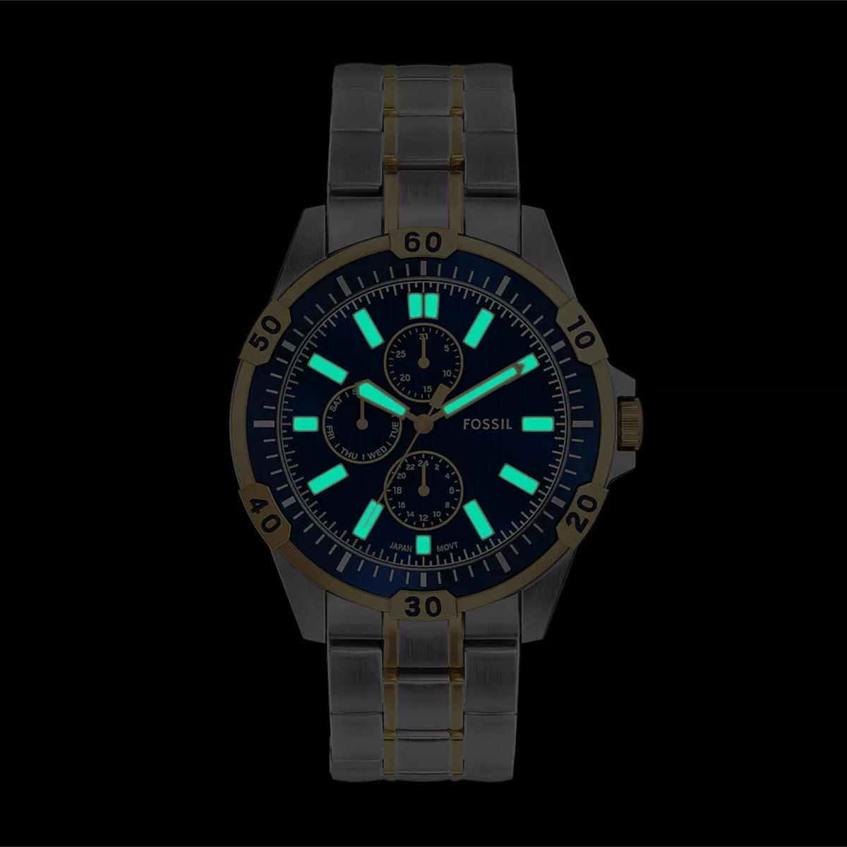 Fossil Garrett 44mm Multifunction Blue Dial Steel Mens Quartz Watch FS6146