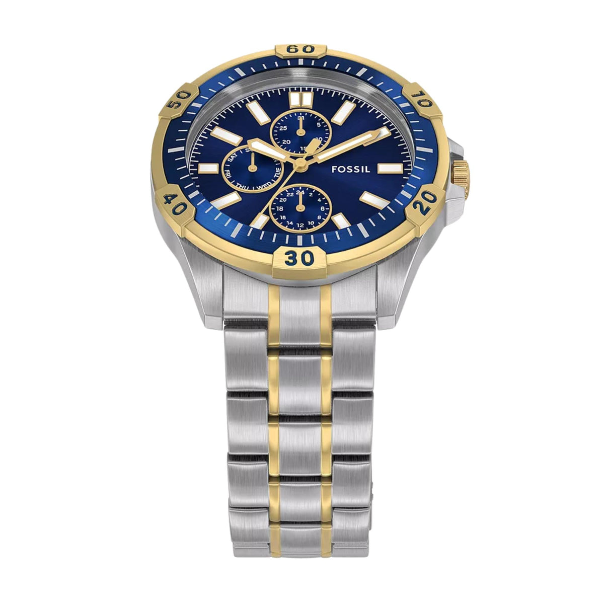 Fossil Garrett 44mm Multifunction Blue Dial Steel Mens Quartz Watch FS6146