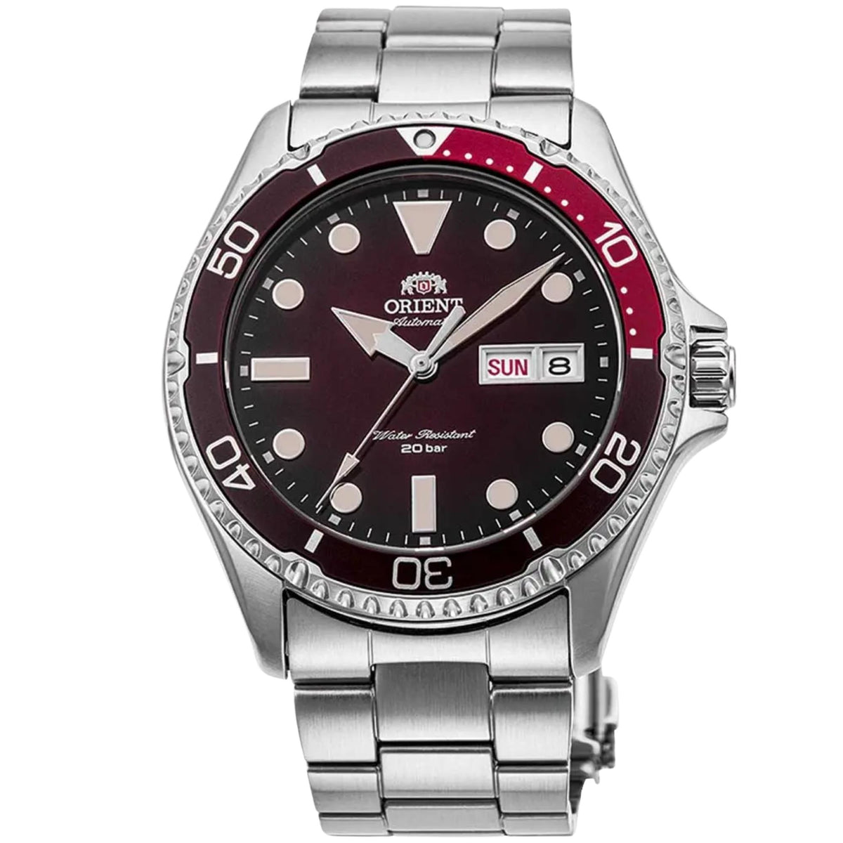 Orient Mako 'Kamasu' 42mm Red Dial Steel Mens Automatic Watch RA-AA0814R39B