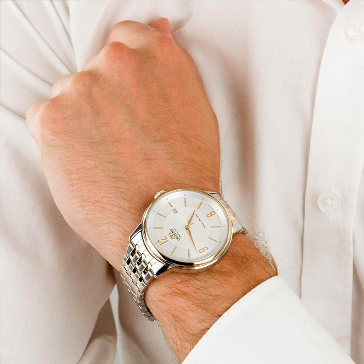 Orient Symphony 42mm White Dial Steel Mens Automatic Watch RA-AC0J07S30B
