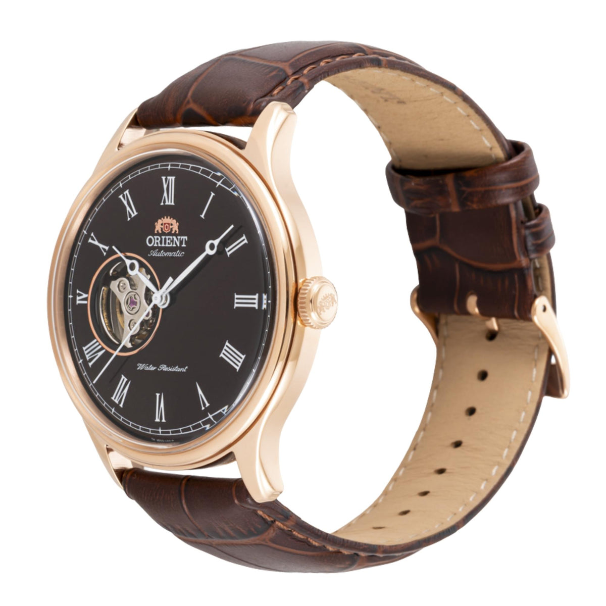 Orient Open Heart 43mm Brown Dial Leather Mens Automatic Watch TAG00001T0