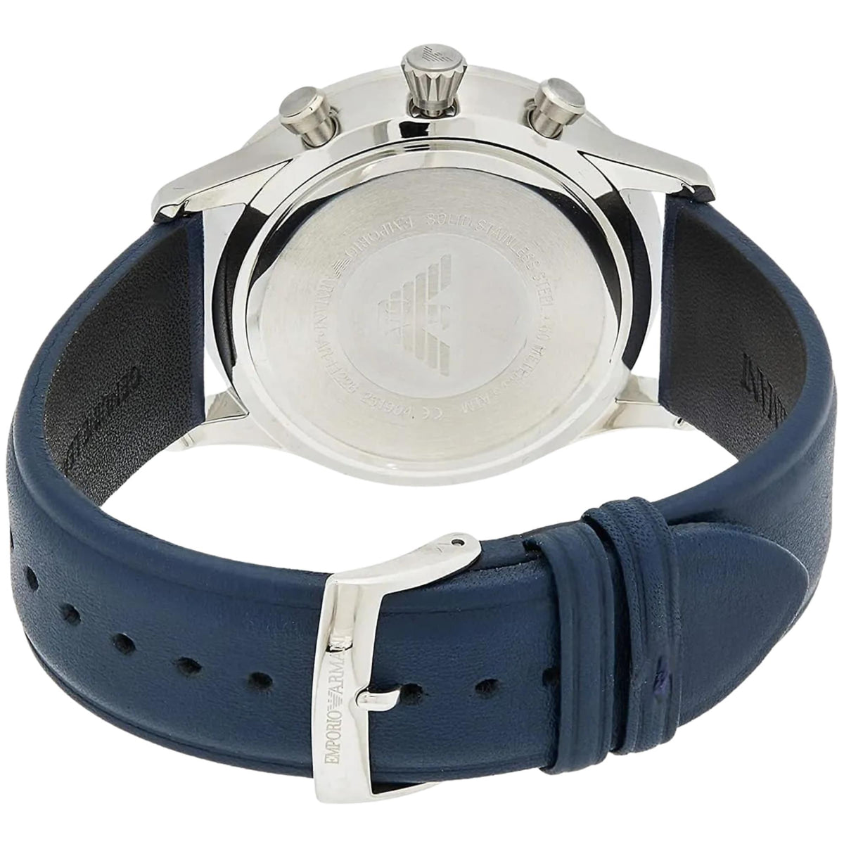 Emporio Armani Giovanni 43mm Chronograph Blue Dial Leather Mens Quartz Watch AR11226