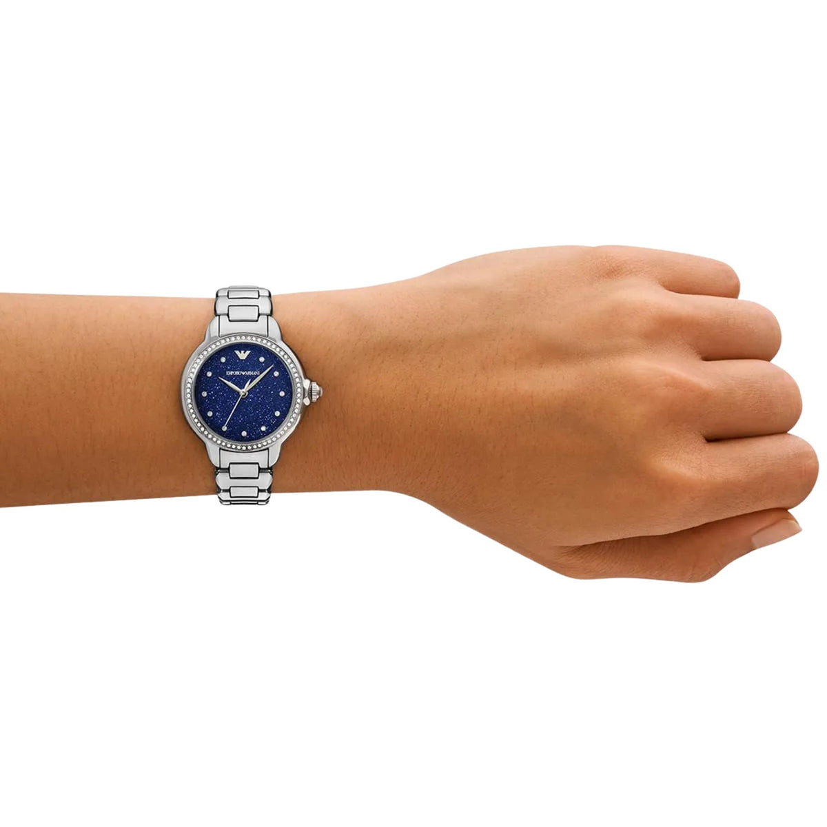 Emporio Armani Mia 32mm Blue Dial Steel Ladies Quartz Watch AR11630
