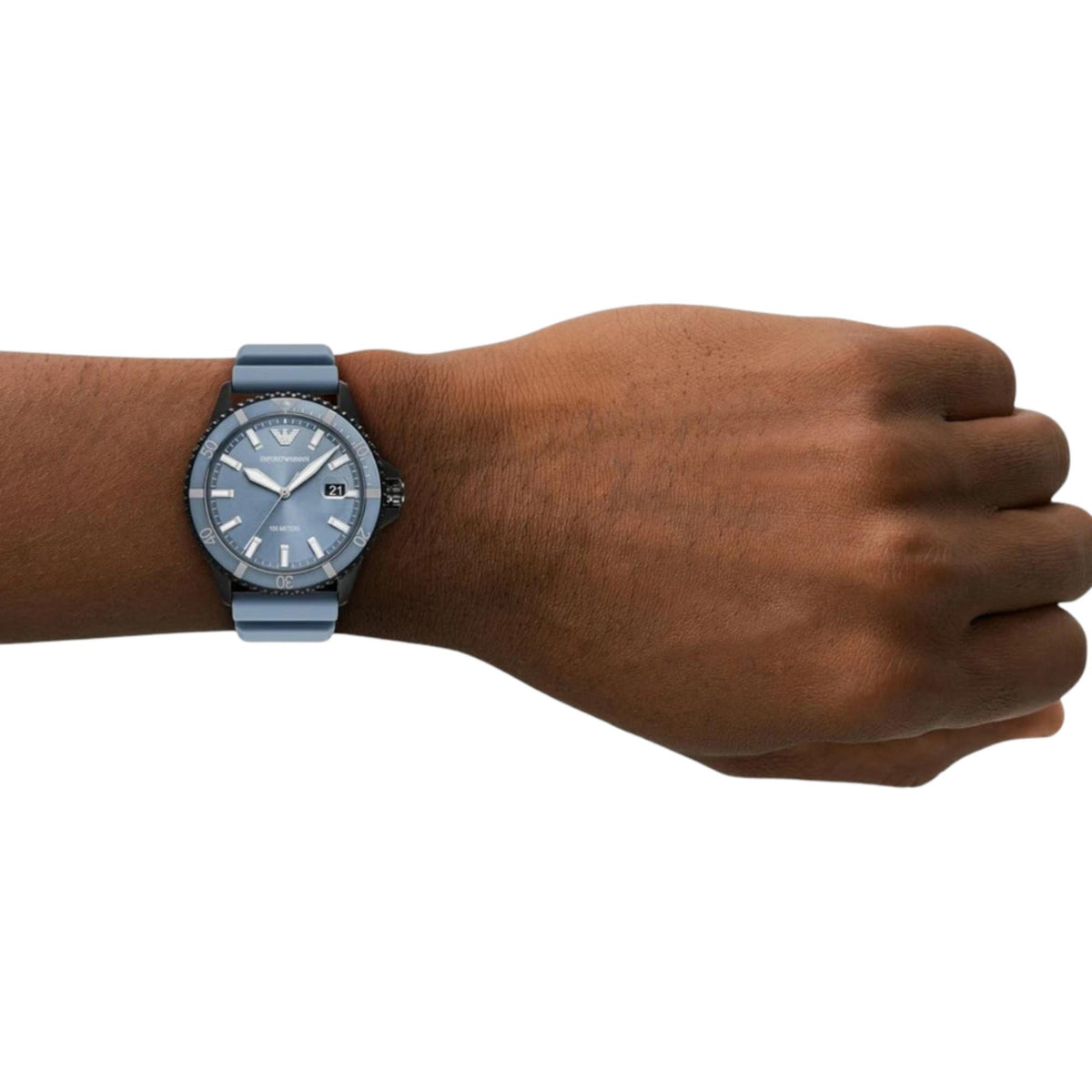 Emporio Armani World Explorer 42mm Blue Dial Silicone Mens Quartz Watch AR11685