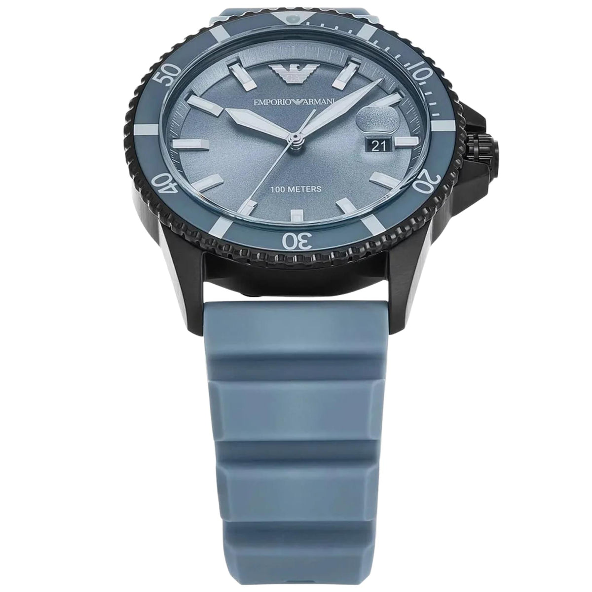 Emporio Armani World Explorer 42mm Blue Dial Silicone Mens Quartz Watch AR11685