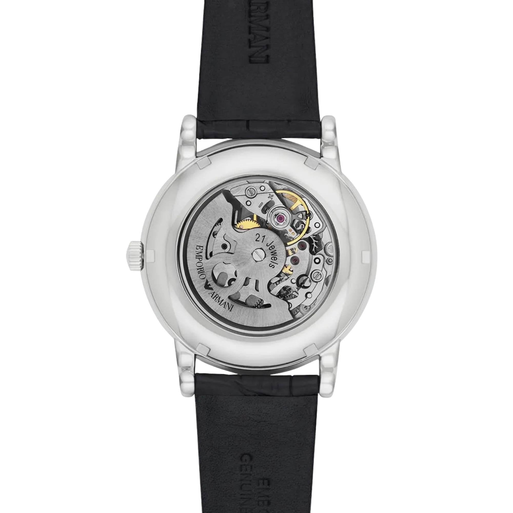 Emporio Armani Meccanico Skeleton 43mm Silver Dial Watch AR1981