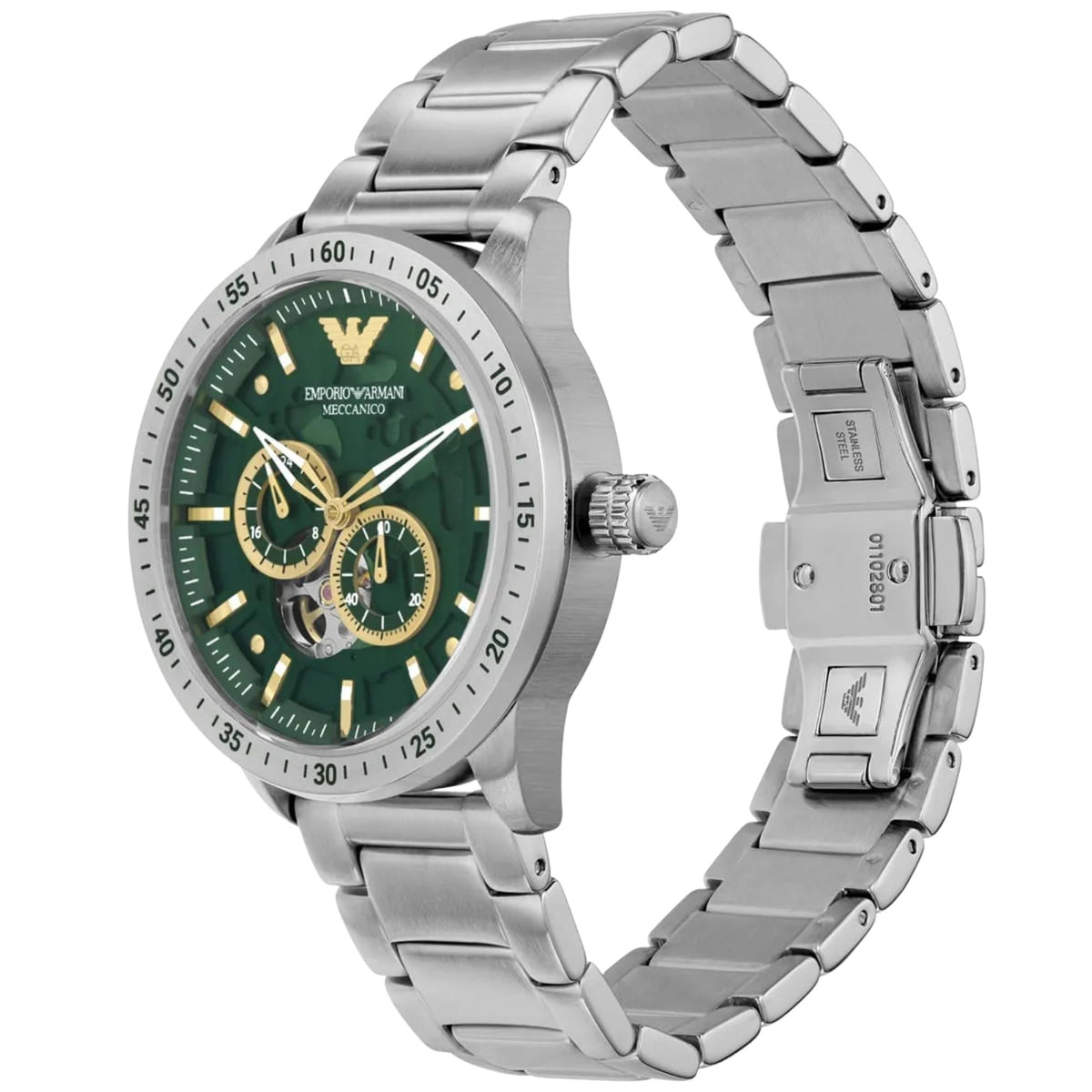 Emporio Armani Mario 43mm Green Dial Steel Mens Automatic Watch AR60053