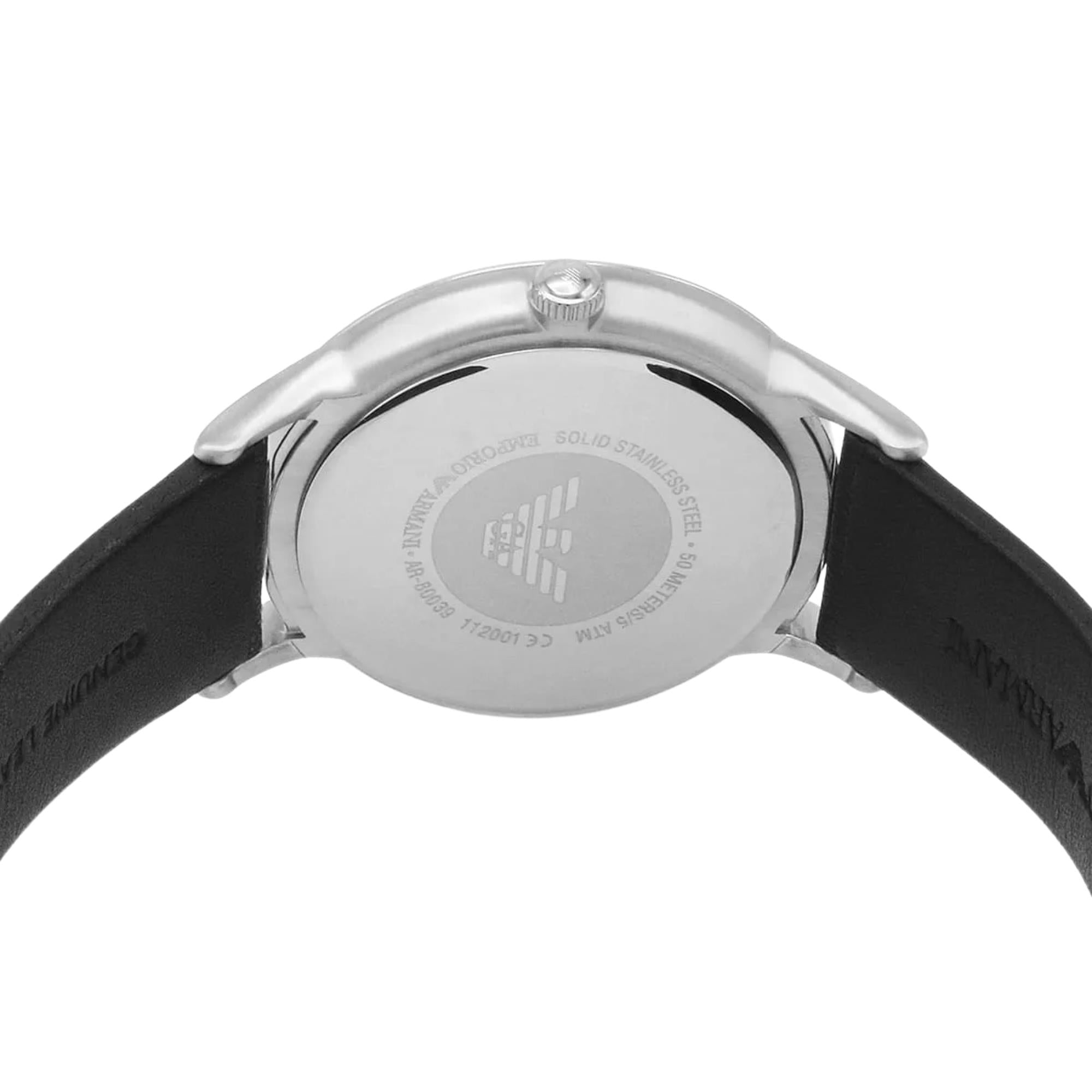 EMPORIO ARMANI ブラックレザーベスト　メンズ48サイズ　レトロ Emporio Armani Renato 43mm Black Dial Mens Watch Gift Set AR80039