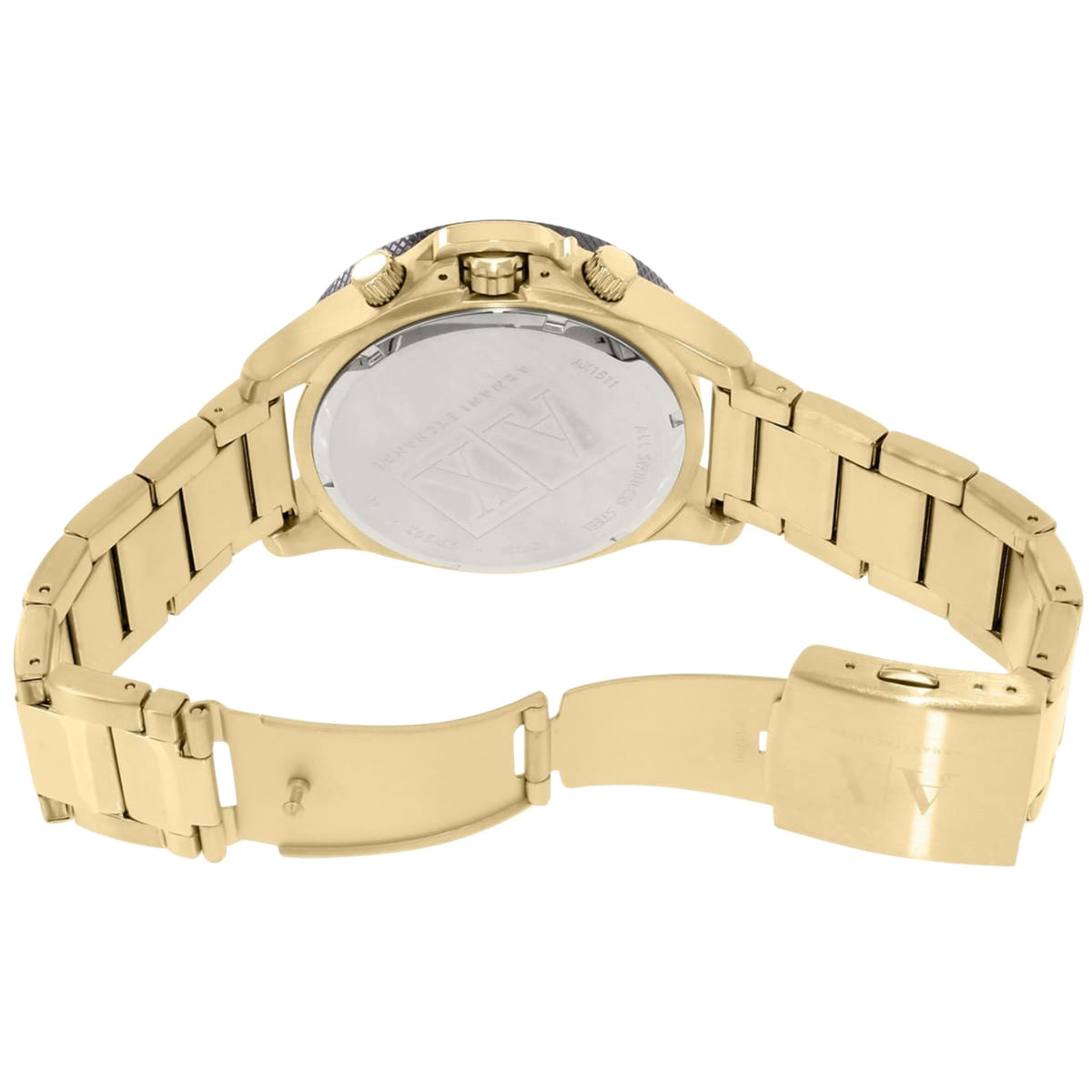 Armani Exchange ATLC 48mm Chronograph Black Dial Yellow Gold-Tone Steel Mens Quartz Watch AX1511