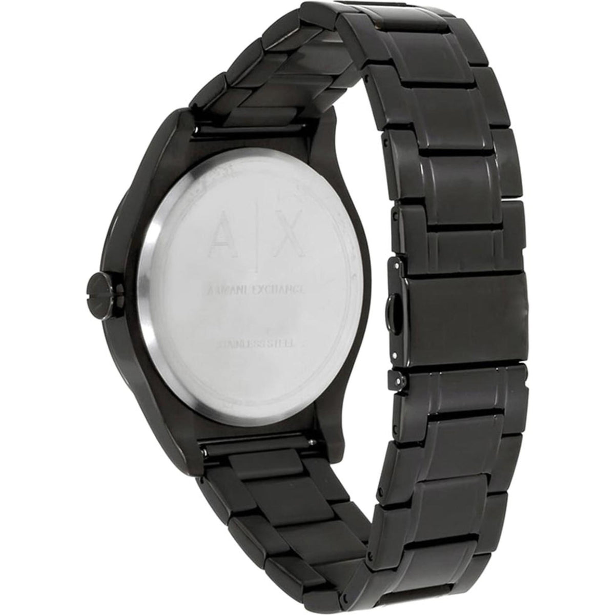 Armani Exchange Nico 44mm Black Dial Steel Mens Quartz Watch and Bracelet Gift Set AX7102