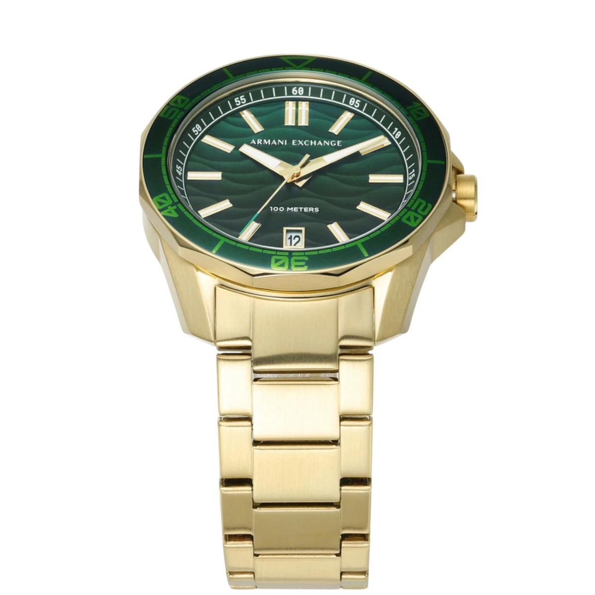 Armani Exchange Spencer 44mm Green Dial Yellow Gold-Tone Steel Mens Quartz Watch AX1951
