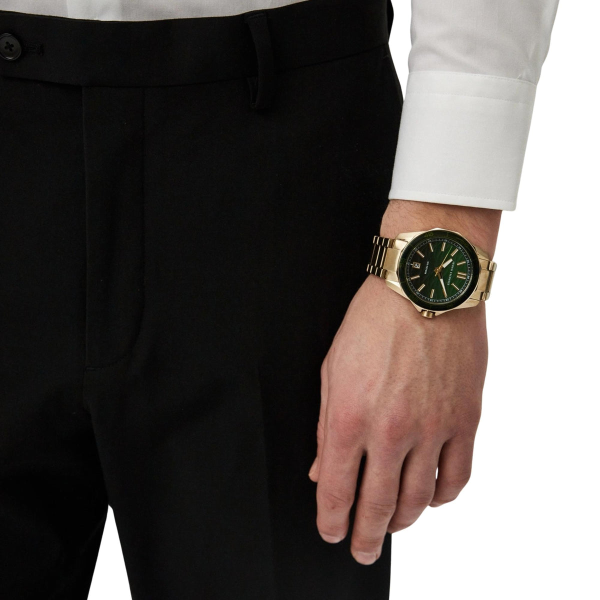 Armani Exchange Spencer 44mm Green Dial Yellow Gold-Tone Steel Mens Quartz Watch AX1951