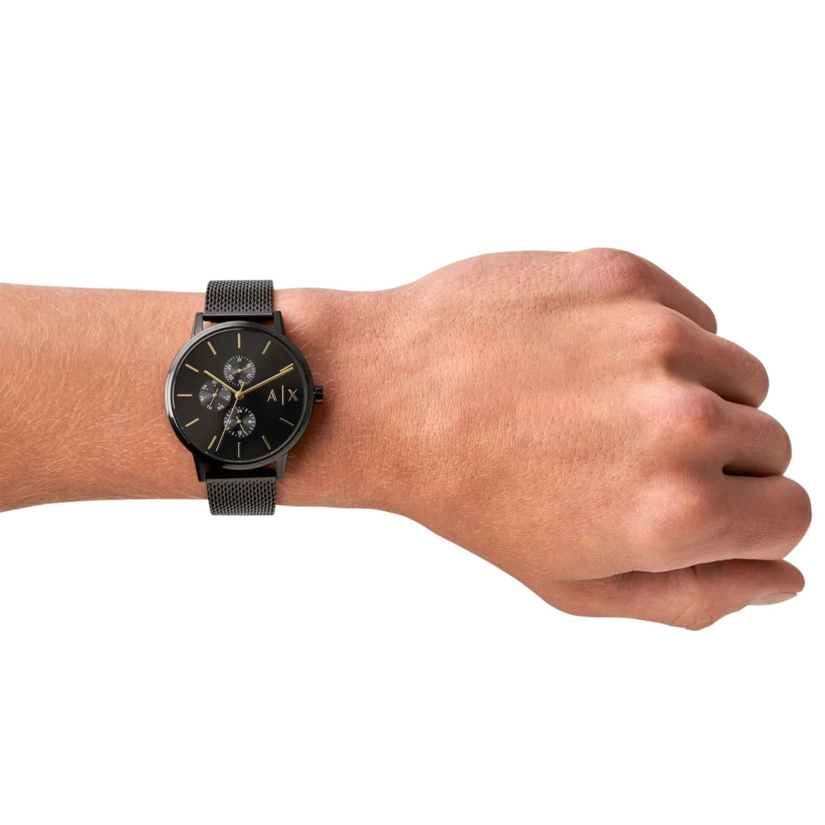 Armani Exchange Cayde 42mm Multifunction Black Dial Steel Mens Quartz Watch AX2716