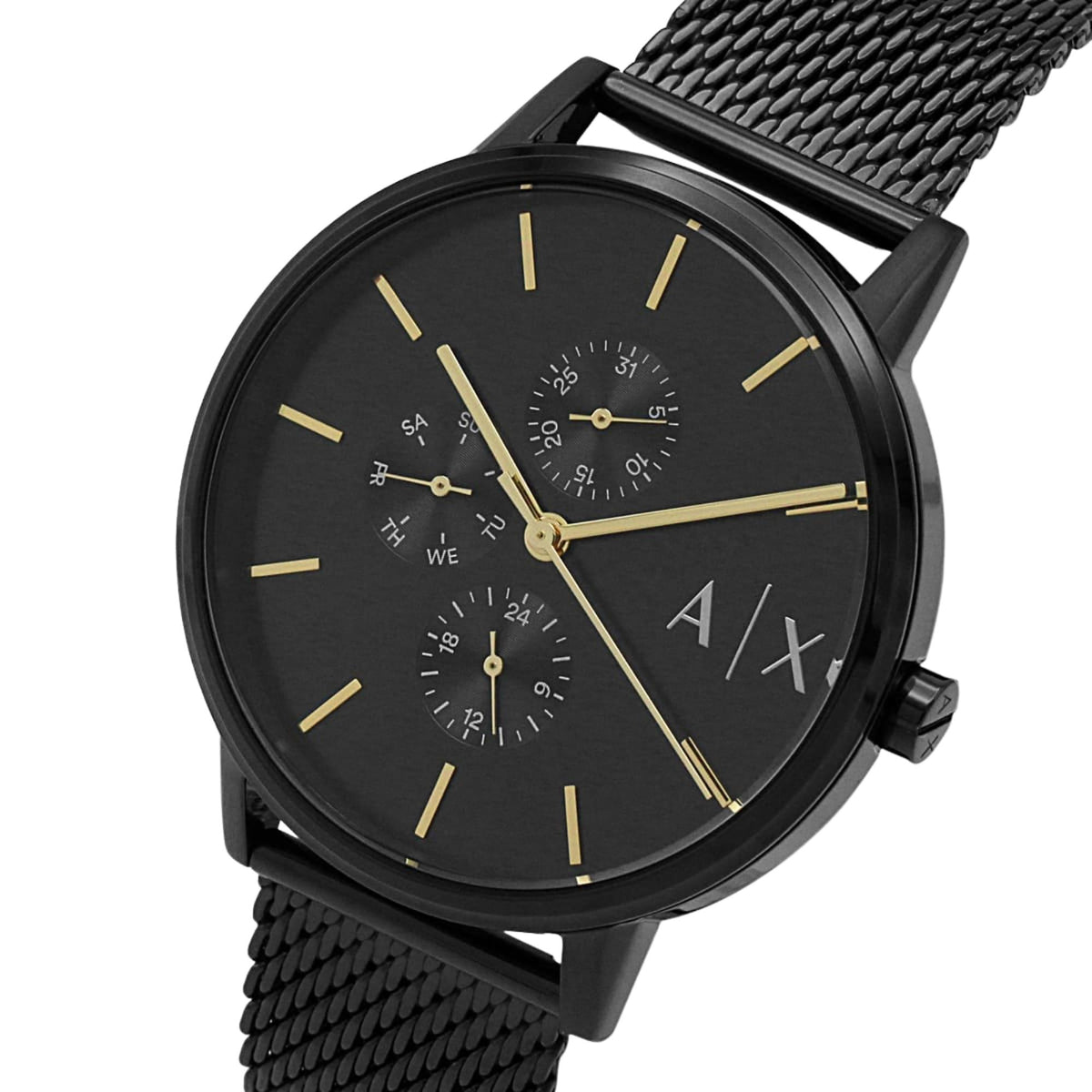 Armani Exchange Cayde 42mm Multifunction Black Dial Steel Mens Quartz Watch AX2716