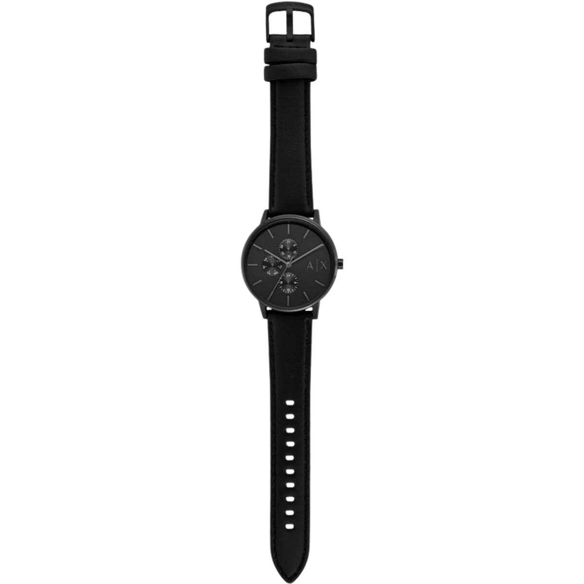 Armani Exchange Cayde 42mm Multifunction Black Dial Leather Mens Quartz Watch AX2719