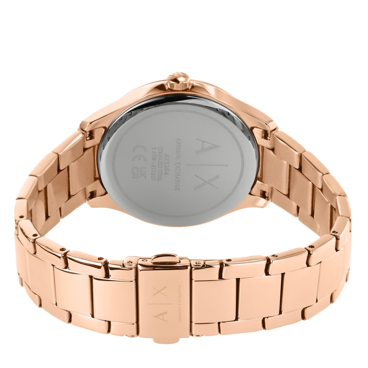 Armani Exchange Hampton 36mm Rose Gold-Tone Dial Steel Ladies Quartz Watch AX5264