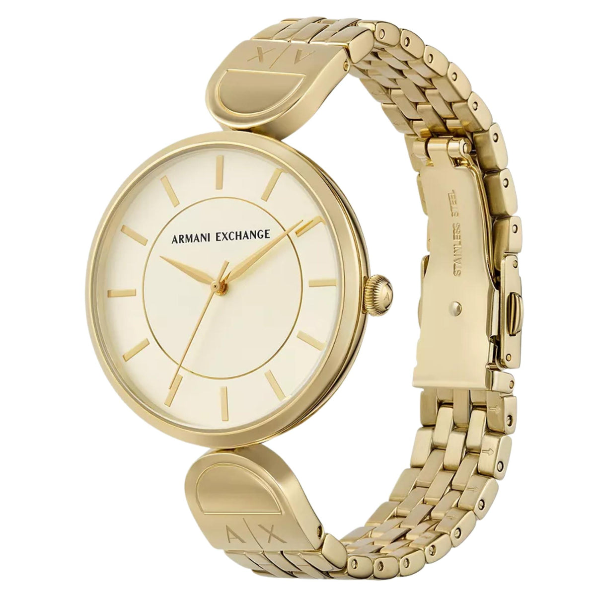Armani Exchange Brooke 38mm Champagne Dial Yellow Gold-Tone Steel Ladies Quartz Watch AX5385