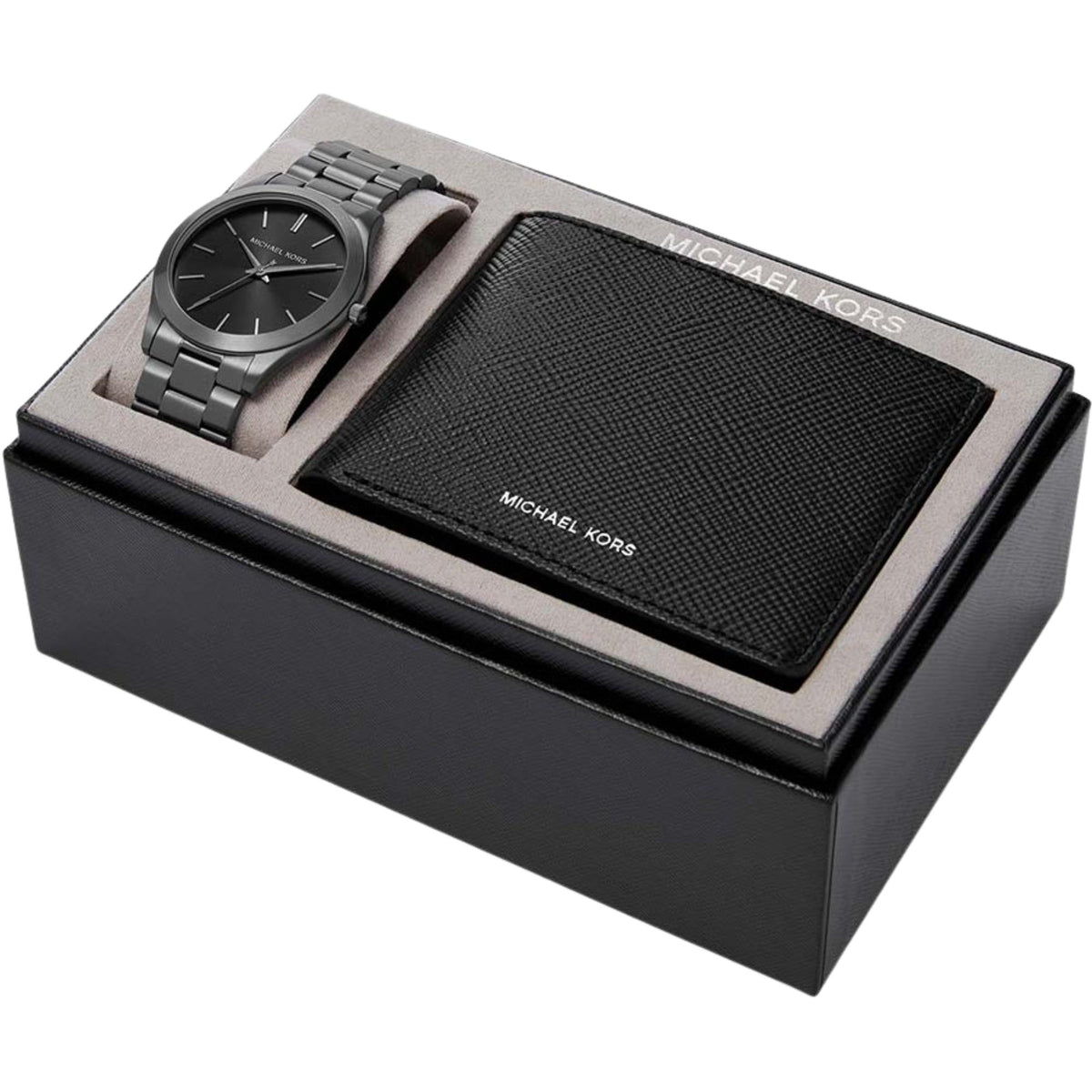 Michael Kors Sim Runway 44mm Black Dial Steel Mens Quartz Watch MK1044