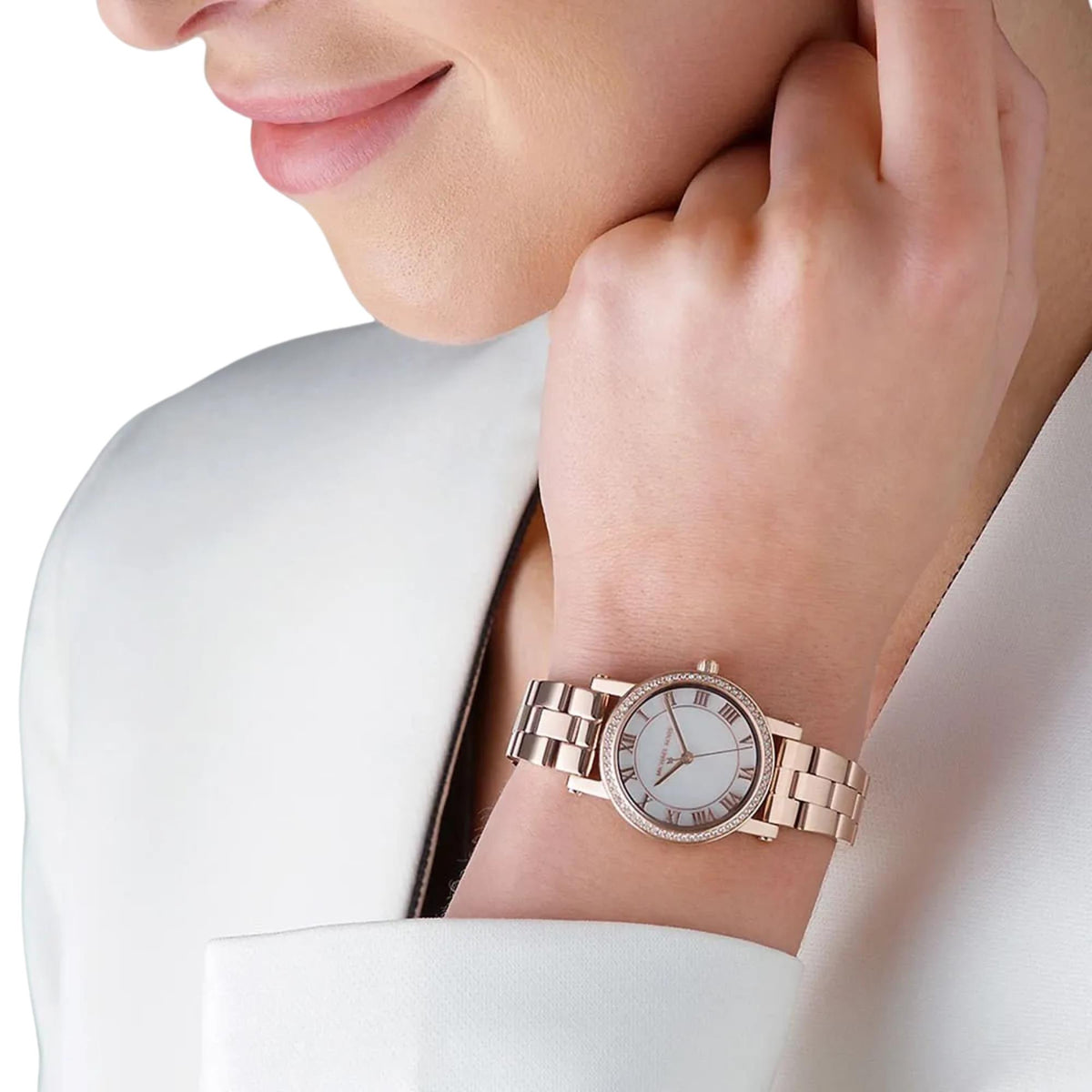 Michael Kors Norie 28mm Mother of Pearl Dial Rose Gold-Tone Steel Ladies Quartz Watch MK3558