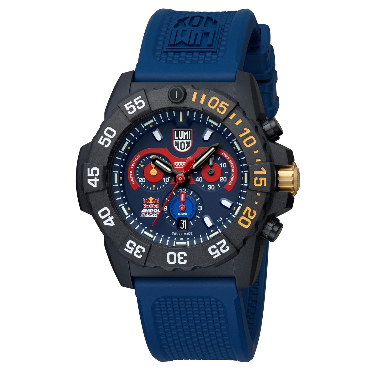 Luminox Navy SEAL 'Red Bull Ampol Racing' 3580 Series 45mm Limited Edition Blue Dial Ruber Mens Quartz Watch XS.3581.ARB.N
