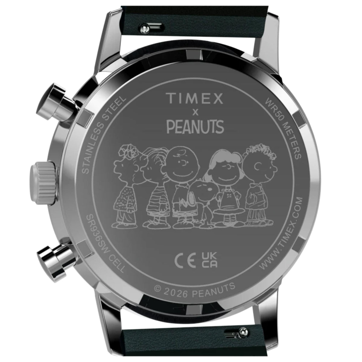 Timex Peanuts x Marlin 40mm Chronograph Blue Dial Leather Mens Quartz Watch TW2Y85300
