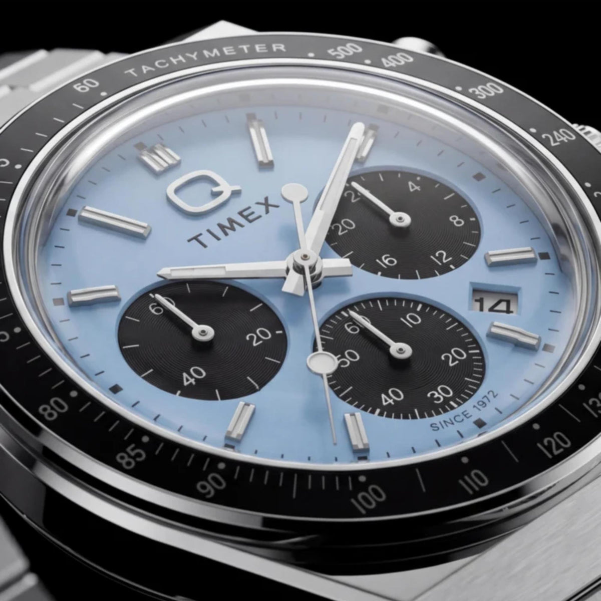 Timex Q Timex 40mm Chronograph Blue Dial Steel Mens Quartz Watch TW2Y88600