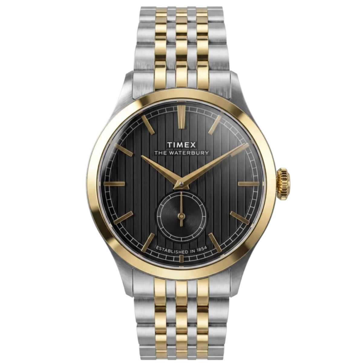 Timex Waterbury 39mm Small Seconds Black Dial Two-Tone Steel Mens Quartz Watch TW2Y91900