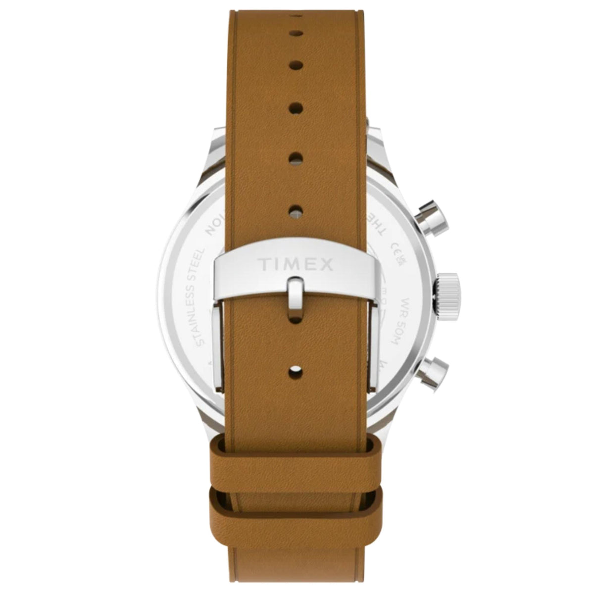Timex Weekender New England 40mm Chronograph Cream Dial Leather Mens Quartz Watch TW2Y85000