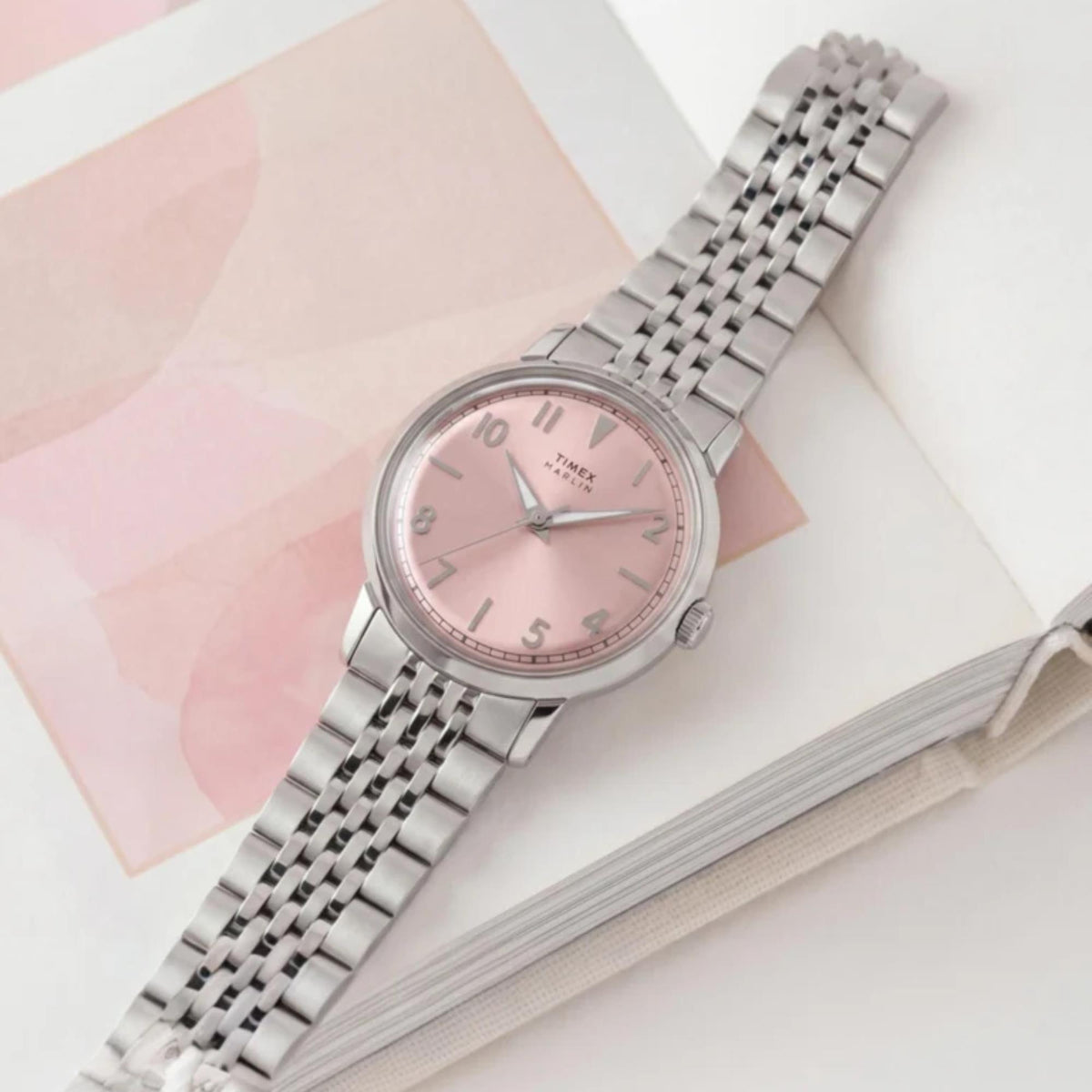 Timex Marlin 34mm Pink Dial Steel Quartz Watch TW6A03900