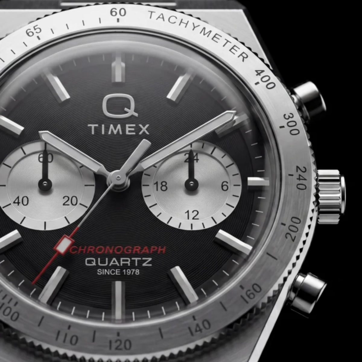 Timex Q Timex Continental 36mm Chronograph Black Dial Steel Quartz Watch TW2Y93200