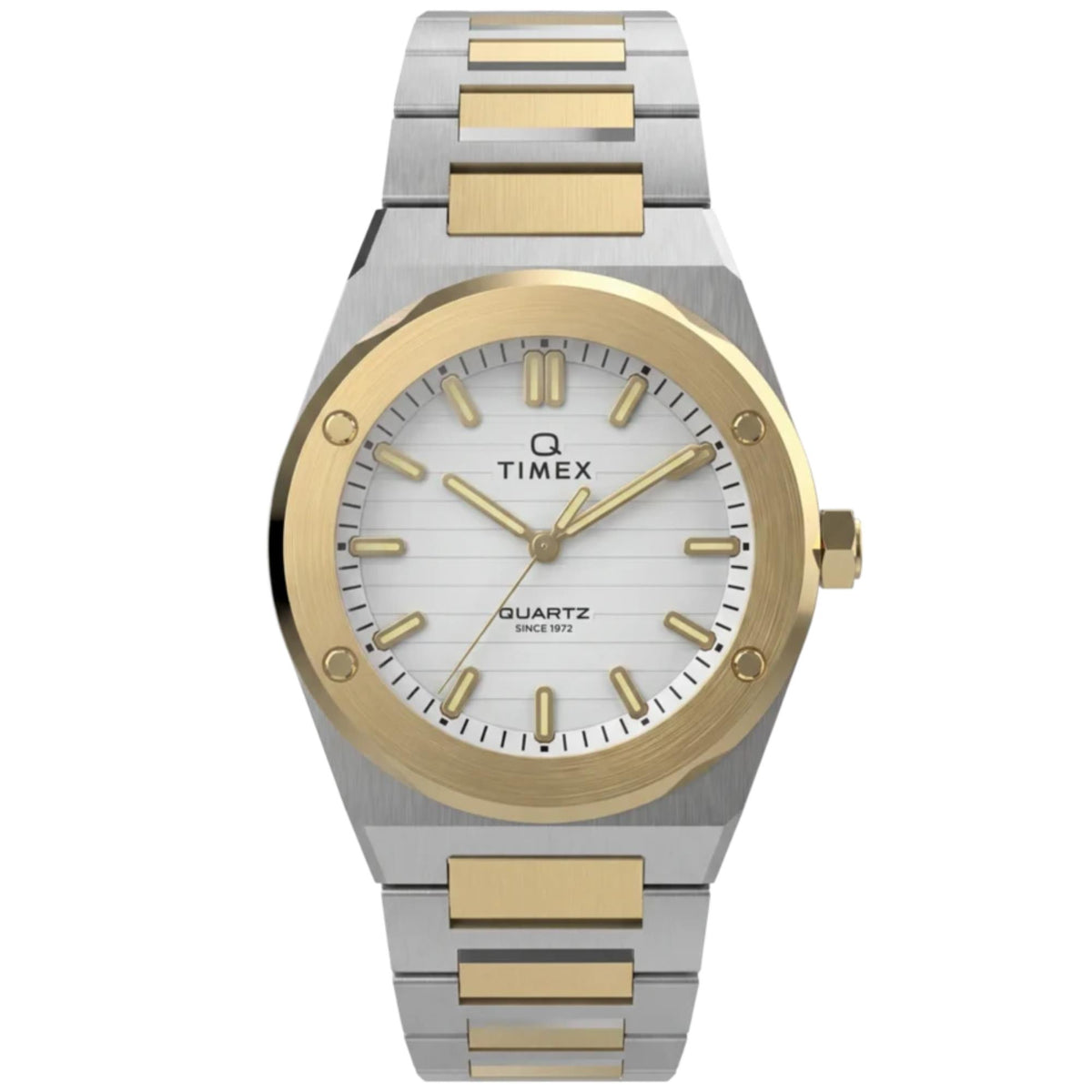 Timex Q Timex Marbella 34mm Silver Dial Two-Tone Steel Ladies Quartz Watch TW2Y81900