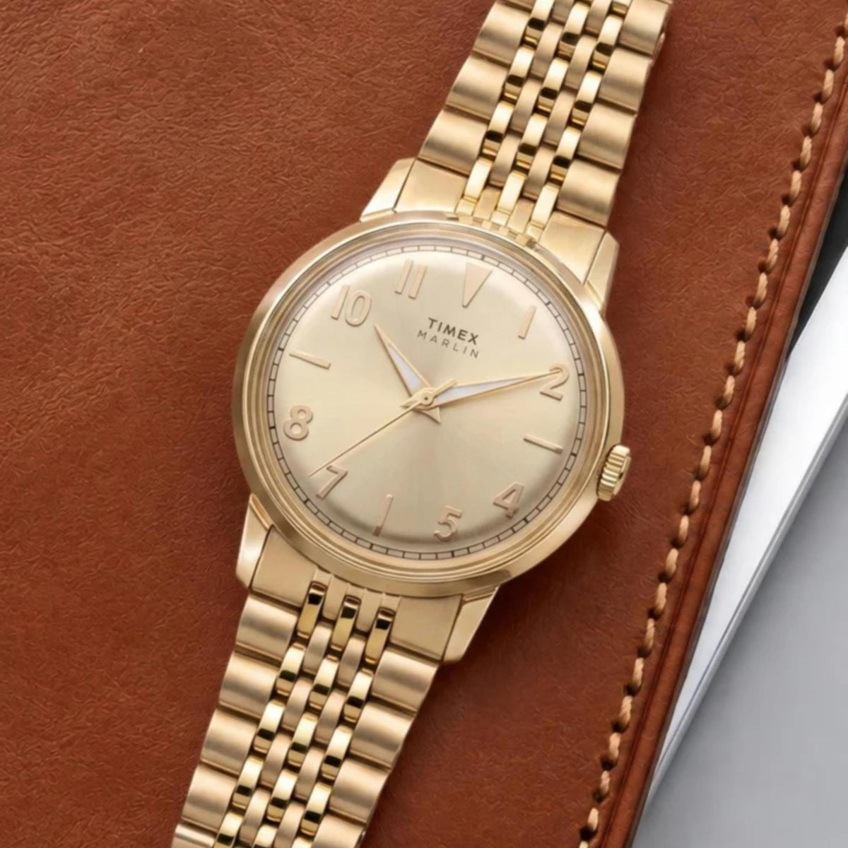 Timex Marlin 34mm Champagne Dial Yellow Gold-Tone Steel Quartz Watch TW6A04000