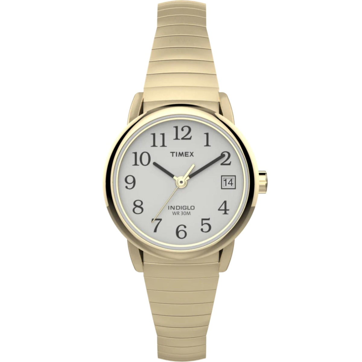 Timex Easy Reader 25mm White Dial Yellow Gold-Tone Steel Ladies Quartz Watch T2H351