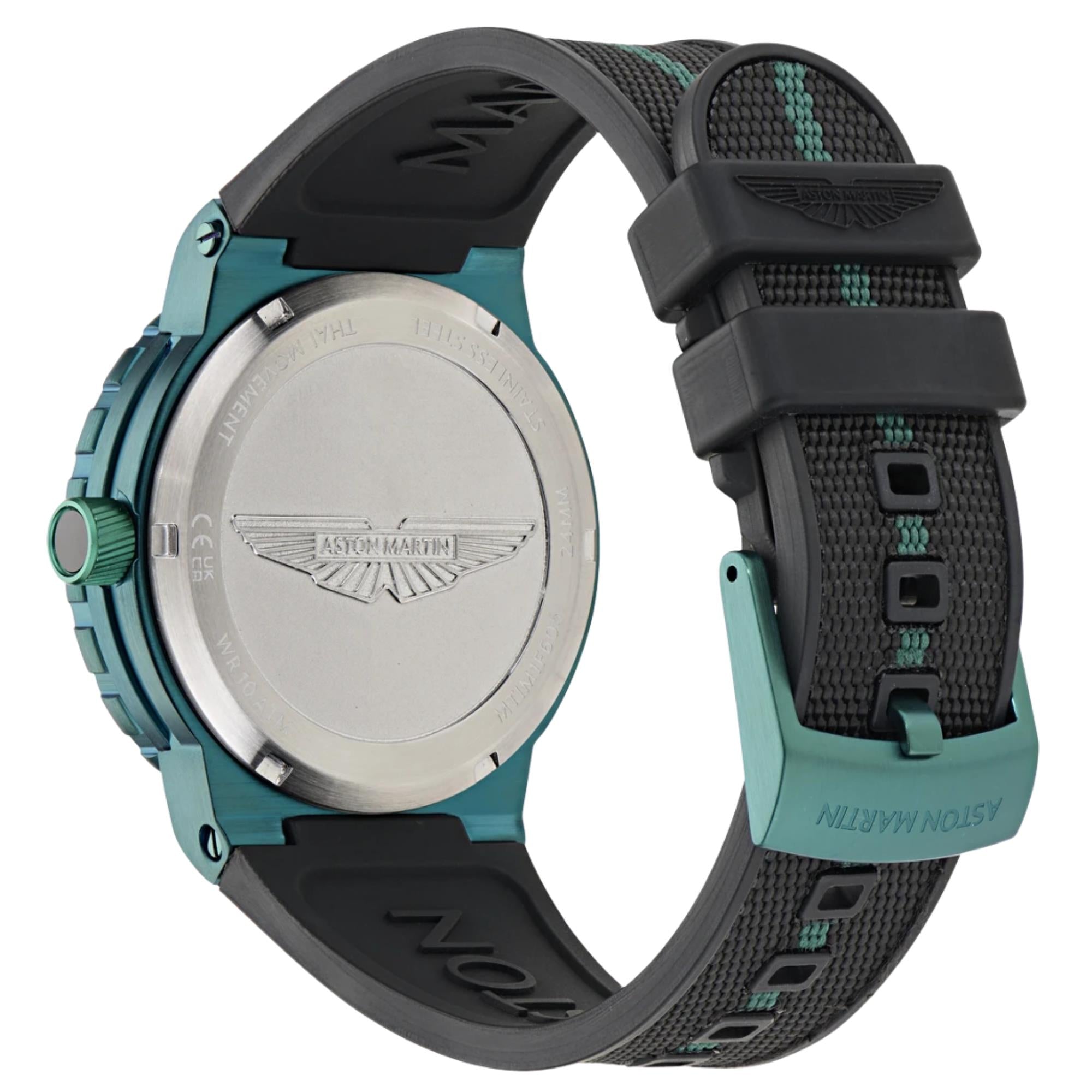 Aston Martin Icon MNF 40mm Green Dial Rubber Mens Quartz Watch MTIM1F6