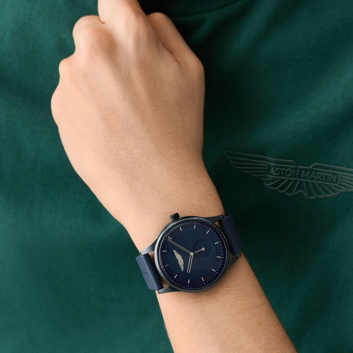 Aston Martin Icon SLS 40mm Small Seconds Blue Dial Silicone Mens Quartz Watch MTIL1F602