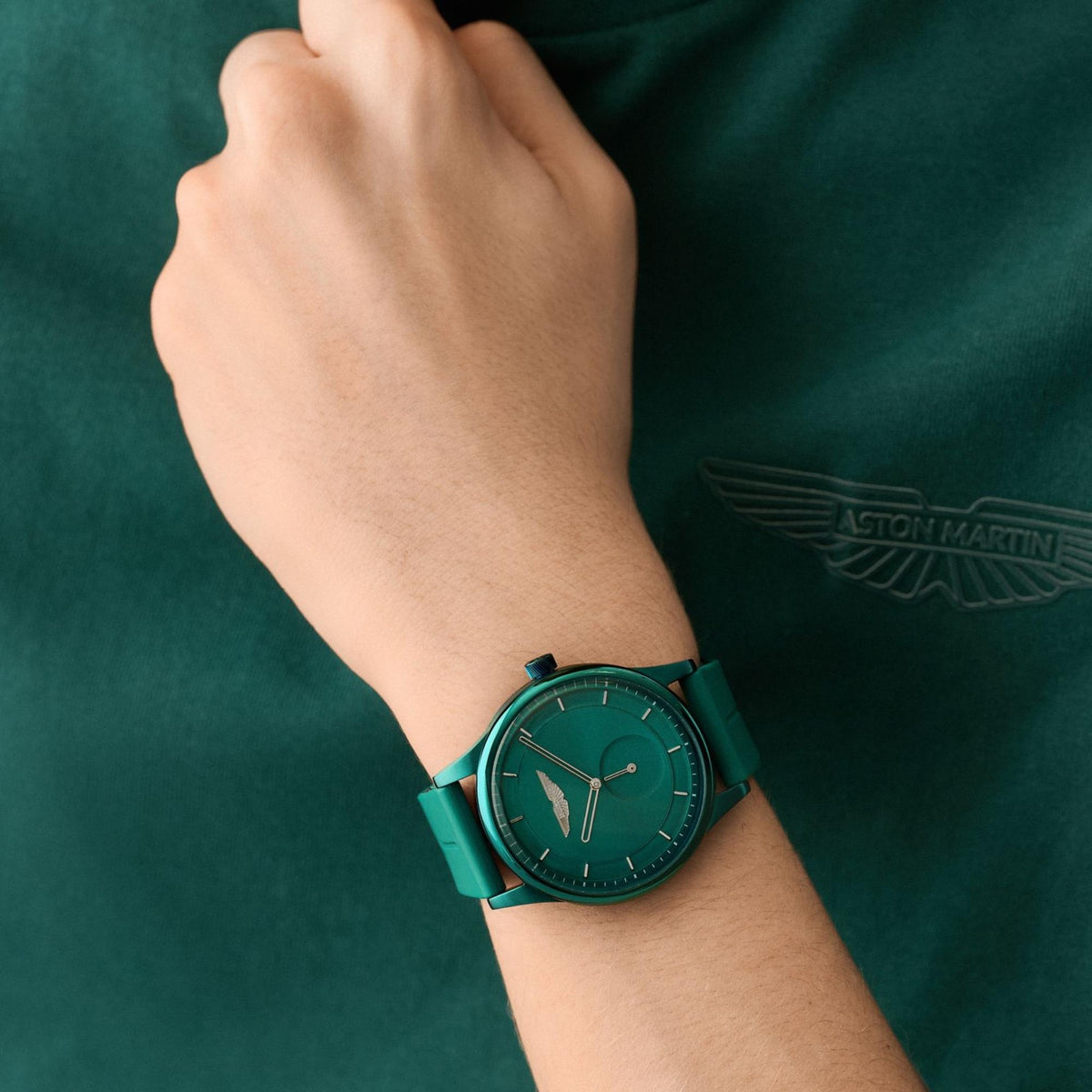 Aston Martin Icon SLS 40mm Small Seconds Green Dial Silicone Mens Quartz Watch MTIL1F603