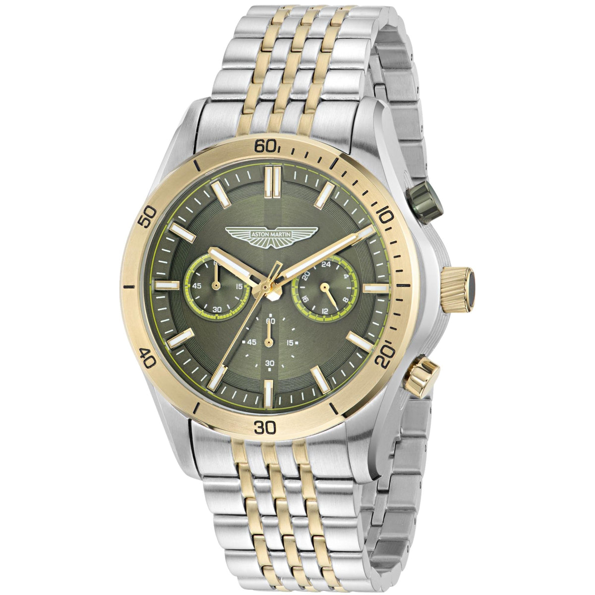 Aston Martin Thrill CLP 45mm Chronograph Green Dial Steel Mens Quartz Watch MTRL1F608