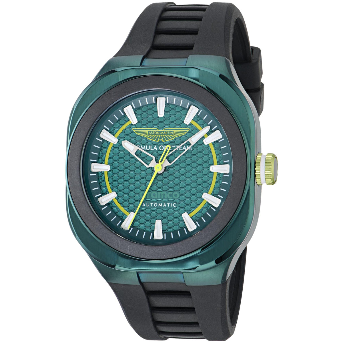 Aston Martin Aramco Formula One Team CMB 42mm Green Dial Silicone Mens Automatic Watch MTFC1F602