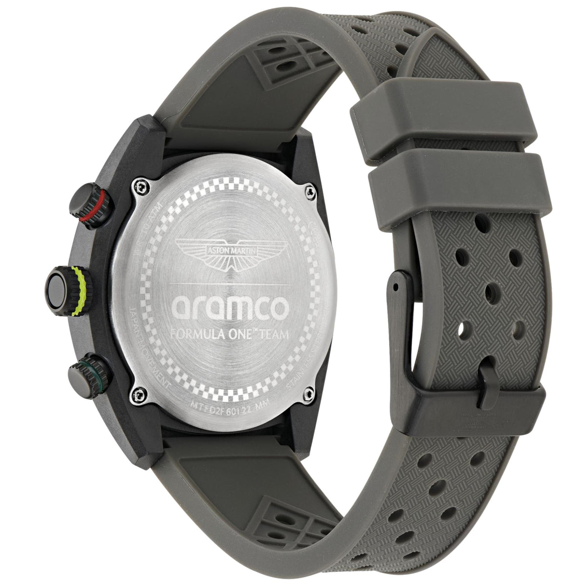 Aston Martin Aramco Formula One Team DWF 43mm Chronograph Black Dial Silicone Mens Quartz Watch MTFD2F602