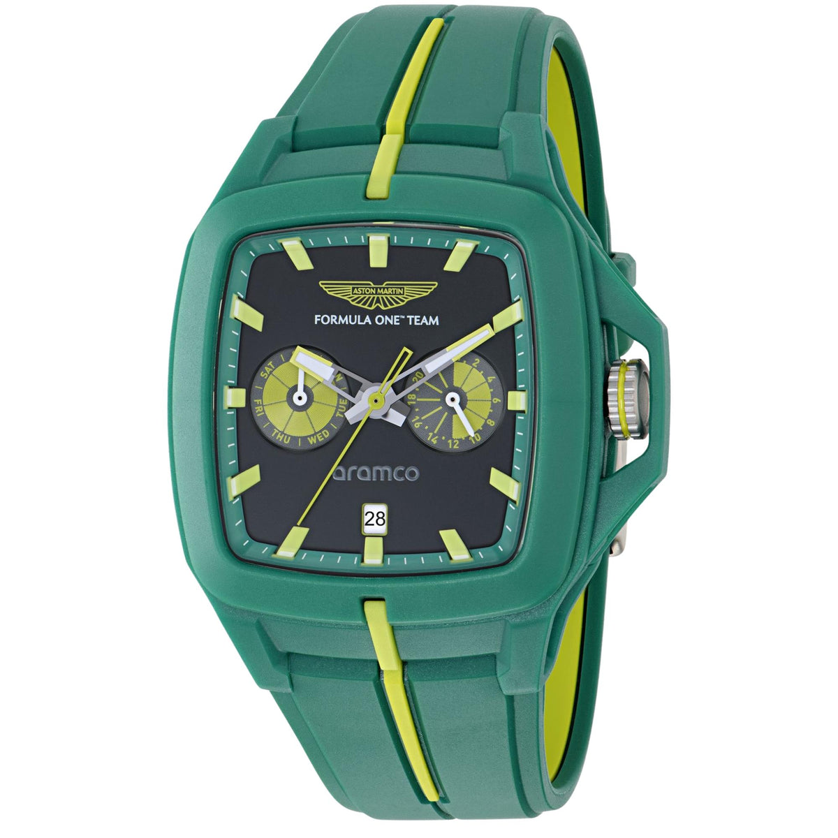 Aston Martin Aramco Formula One Team FLK 47mm Black Dial Silicone Mens Quartz Watch MTFF1F601