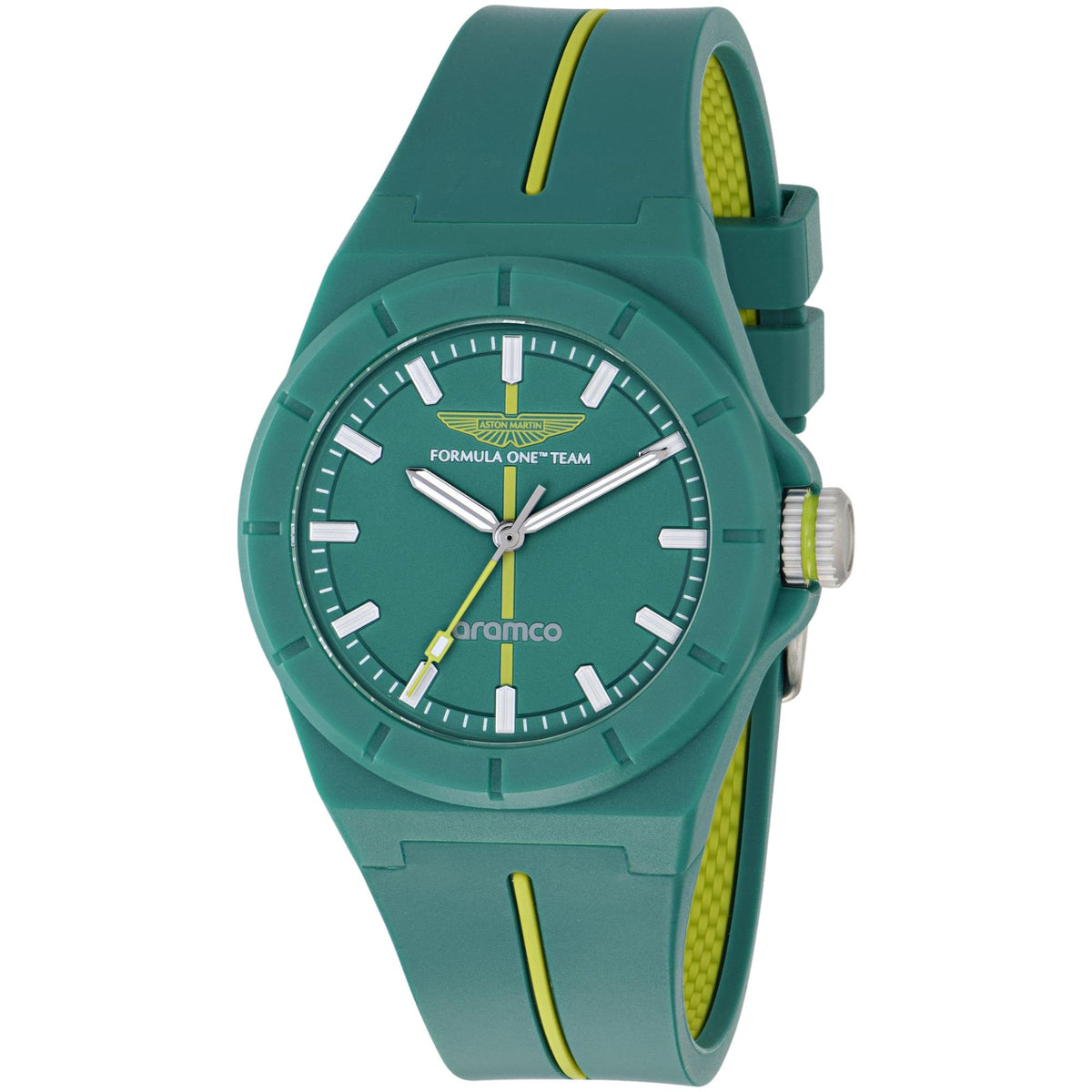 Aston Martin Aramco Formula One Team SHD 38mm Green Dial Silicone Mens Quartz Watch MTFH1F602