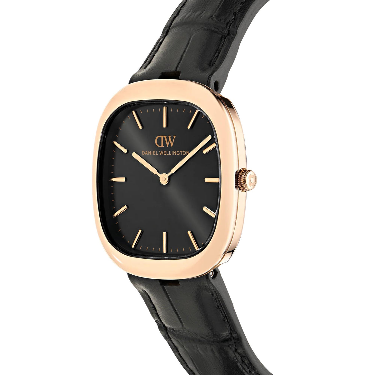 Daniel Wellington Cort 30mm Black Dial Rose Gold-Tone Steel Leather Ladies Quartz Watch DW00100987