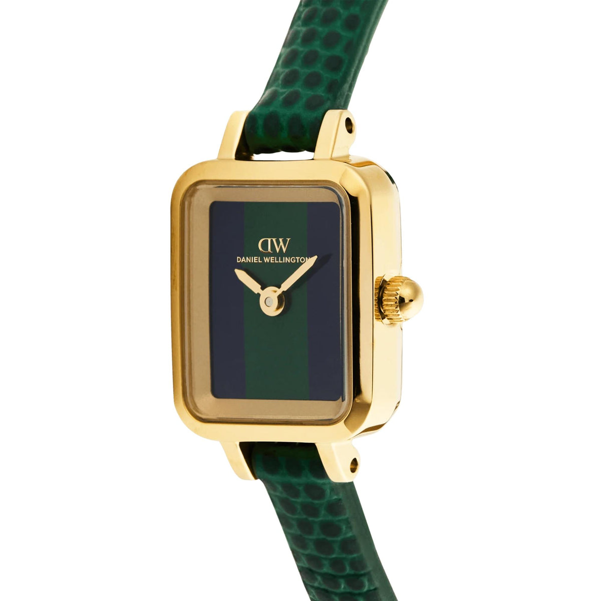 Daniel Wellington Quadro 15.4mm Two-Tone Dial Yellow Gold-Tone Steel Leather Ladies Quartz Watch DW00100958