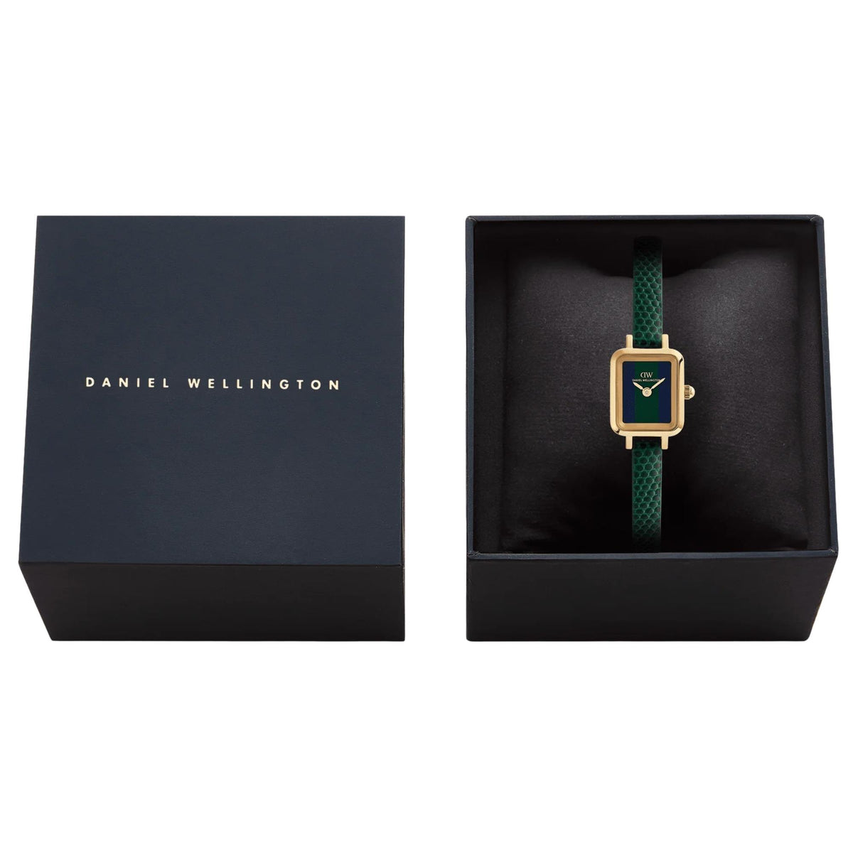 Daniel Wellington Quadro 15.4mm Two-Tone Dial Yellow Gold-Tone Steel Leather Ladies Quartz Watch DW00100958
