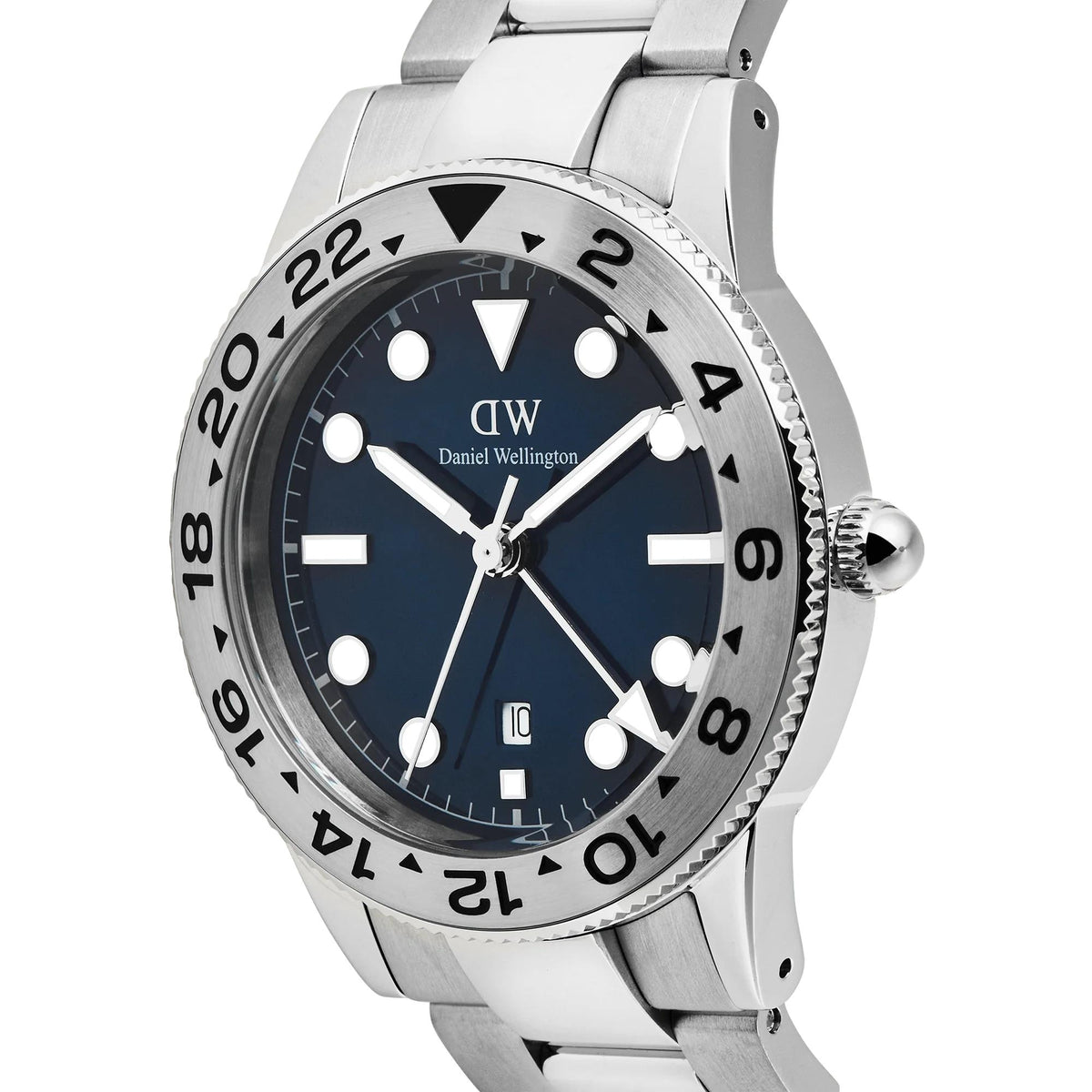 Daniel Wellington Iconic 40mm GMT Blue Dial Steel Mens Quartz Watch DW00100922