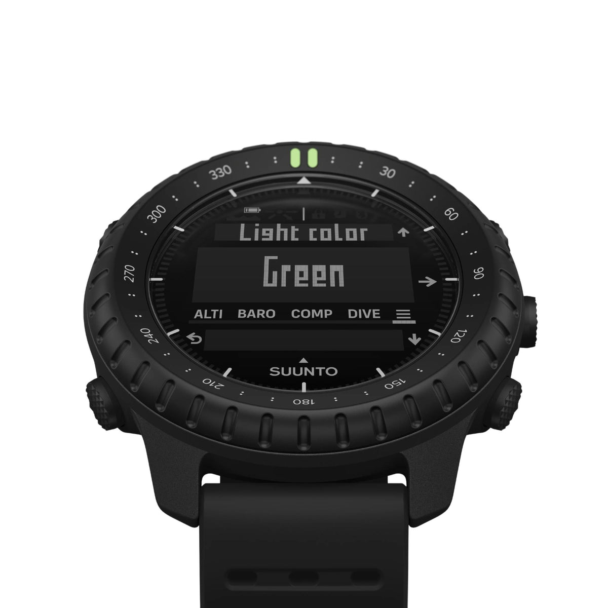 Suunto Core SS051780000 close-up view displaying menu settings on high-contrast screen