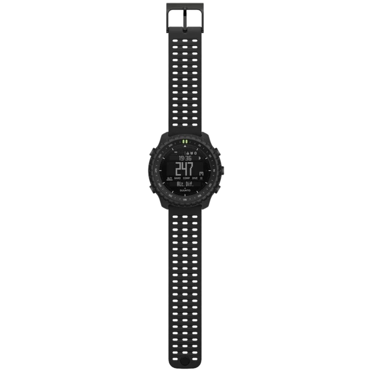 Suunto Core SS051780000 full vertical layout showing digital dial, watch head, and perforated silicone strap