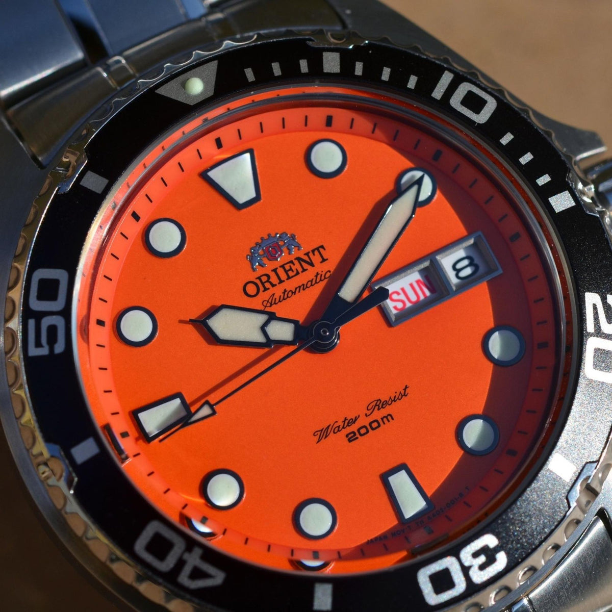 Orient Ray 41.5mm Orange Dial Steel Mens Automatic Watch TAA02006M9