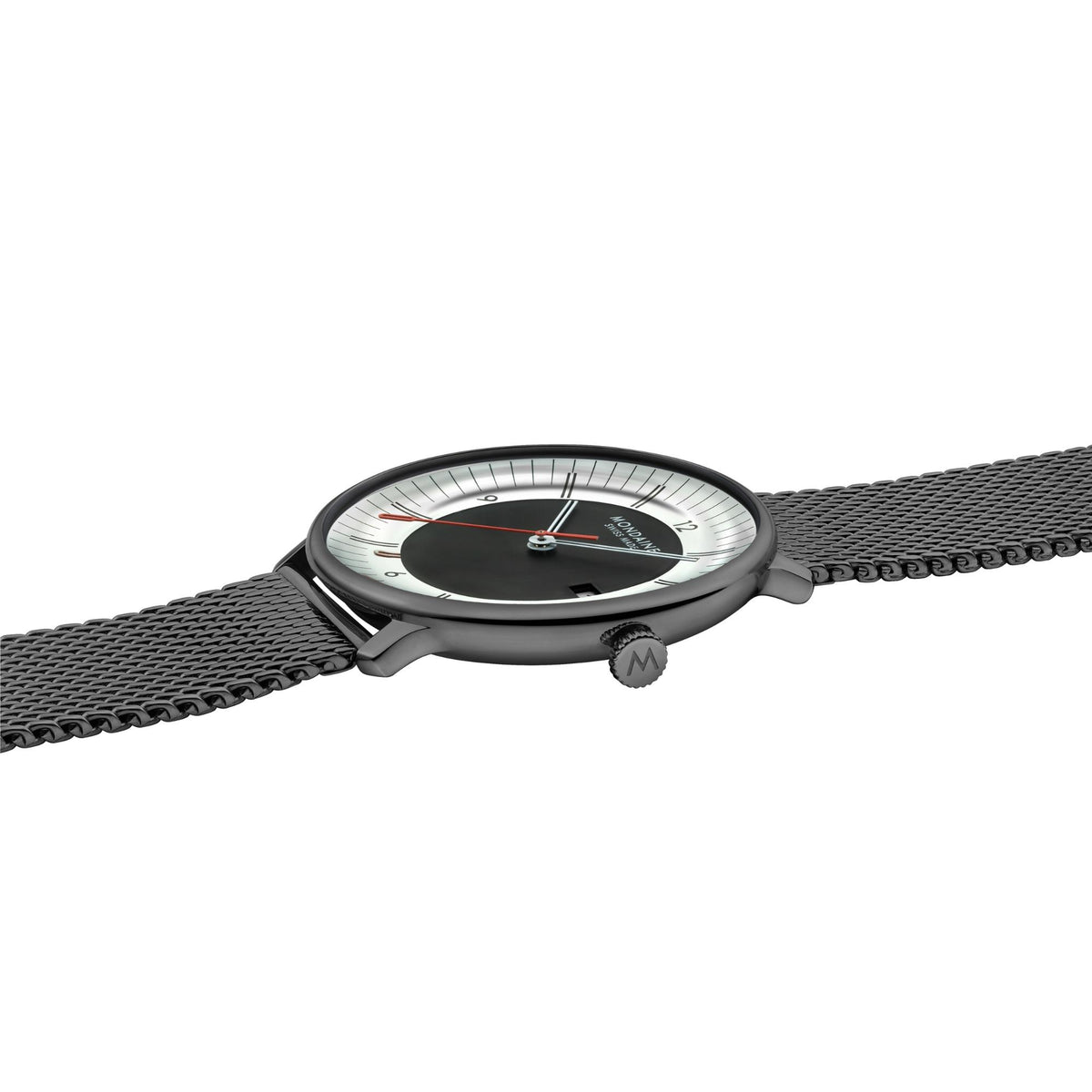 Mondaine Doppio Mirror 41mm Limited Edition Black Dial Steel Mens Quartz Watch MLE.41280.SM