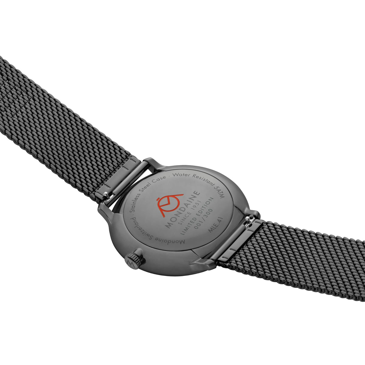 Mondaine Doppio Mirror 41mm Limited Edition Black Dial Steel Mens Quartz Watch MLE.41280.SM